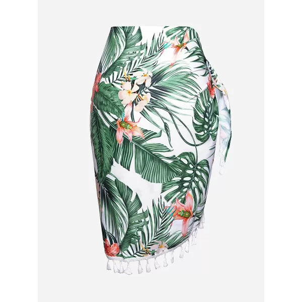 imageCUPSHE Womens Sarongs Wrap Cover Up Tropical Print Tassel Beach Tie SideGreen