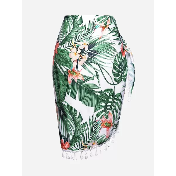 imageCUPSHE Womens Sarongs Wrap Cover Up Tropical Print Tassel Beach Tie SideGreen