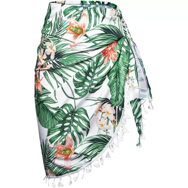 imageCUPSHE Womens Sarongs Wrap Cover Up Tropical Print Tassel Beach Tie SideGreen