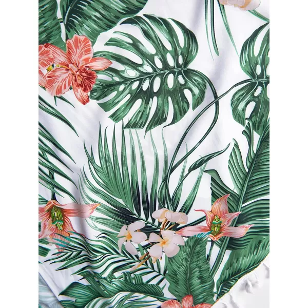 imageCUPSHE Womens Sarongs Wrap Cover Up Tropical Print Tassel Beach Tie SideGreen