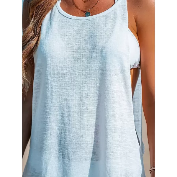 imageCUPSHE Womens Scoop Neck Sleeveless Mini CoverUp Self Tie Knit Short DressWhite