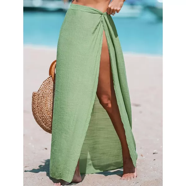 imageCUPSHE Womens SemiSheer Flowy Long Cover Up Dress Side Slit Twisted Summer Maxi DressLight Green