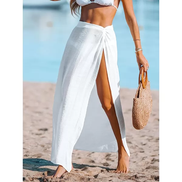 imageCUPSHE Womens SemiSheer Flowy Long Cover Up Dress Side Slit Twisted Summer Maxi DressWhite