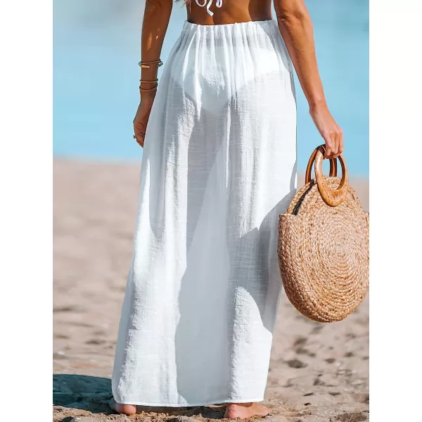 imageCUPSHE Womens SemiSheer Flowy Long Cover Up Dress Side Slit Twisted Summer Maxi DressWhite