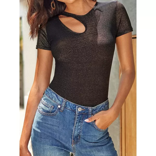 imageCUPSHE Womens Shiny Cutout Mid cut BodysuitCUPSHE Womens Shiny Cutout Mid cut Bodysuit