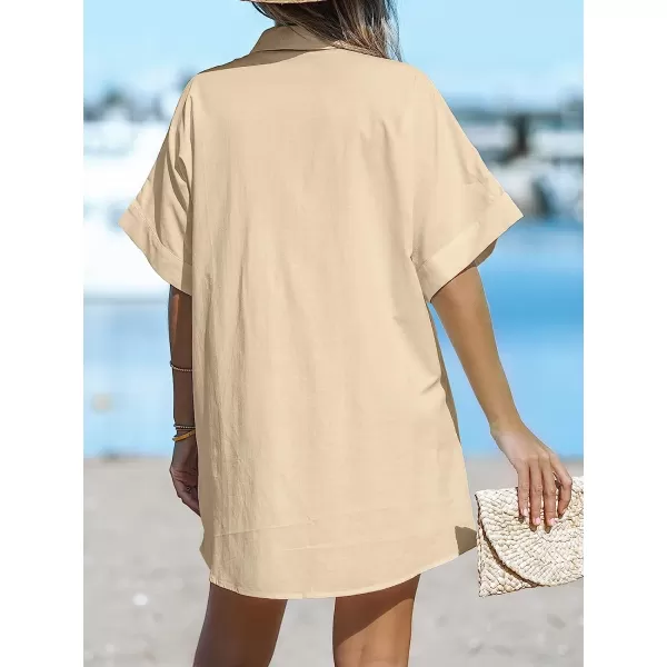 imageCUPSHE Womens Shirt Collar Twist Front Short Length Dresses Button Down Mini Dress with Short SleevesLight Yellow