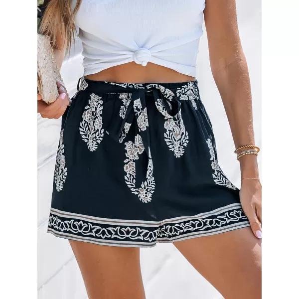 imageCUPSHE Womens Shorts 2023 Geo Print Belted Casual Mini ShortsNavy Floral