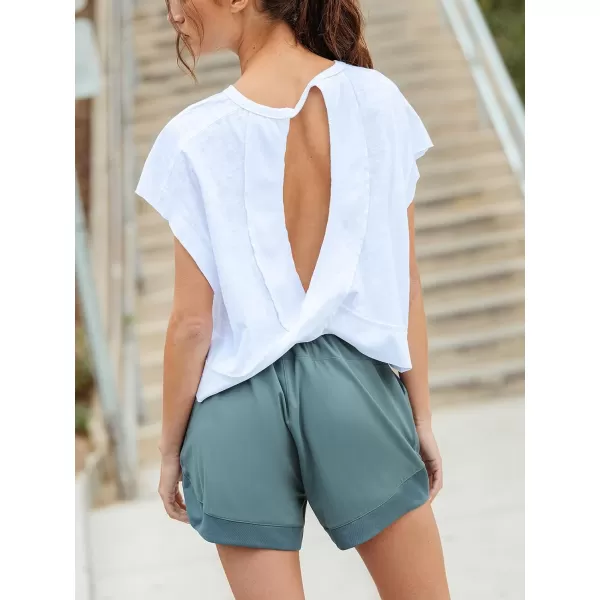 imageCUPSHE Womens Shorts Drawstring Waist Straight Leg Jersey Pants High Waisted Casual Solid ShortsGreen