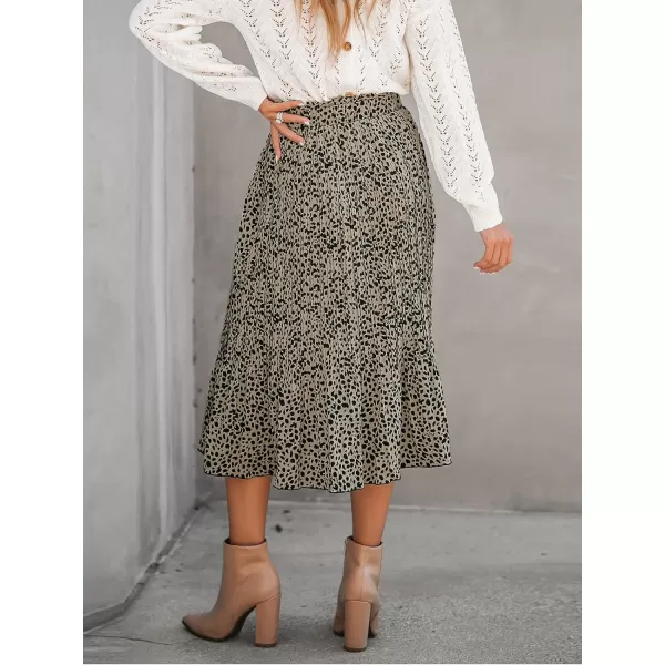 imageCUPSHE Womens Skirt Speckled Print Smocked Paperbag Waist Outdoor Casual A Line Midi Skirts with PocketsBlack Speckled