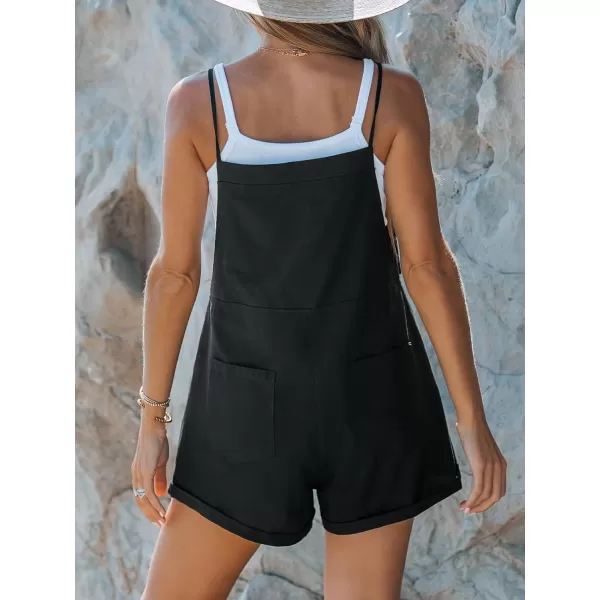 imageCUPSHE Womens Sleeveless Casual Loose Lace Up Mini Jumpsuit Elastic Waist Stretchy Romper JumpsuitBlack