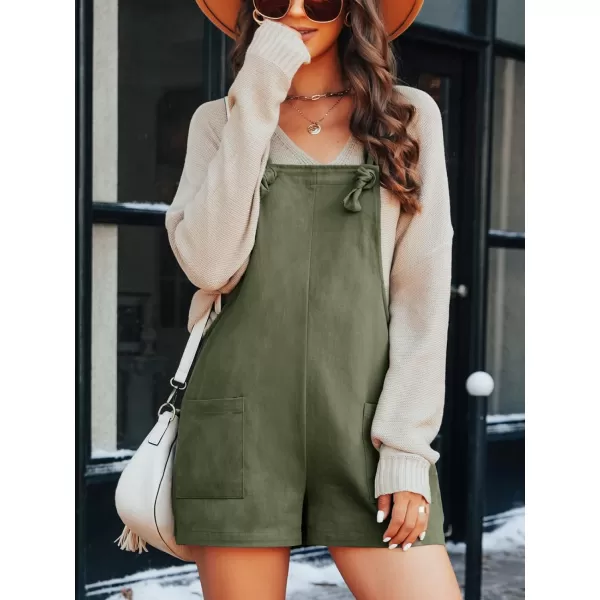 imageCUPSHE Womens Sleeveless Casual Loose Lace Up Mini Jumpsuit Elastic Waist Stretchy Romper JumpsuitGreen