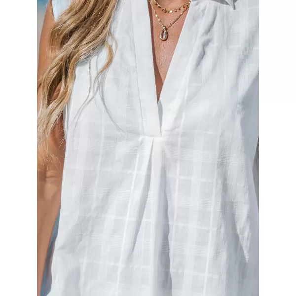 imageCUPSHE Womens Sleeveless Swimsuit Cover Up Bathing Suit Casual V Neck Beach Basic DressWhite