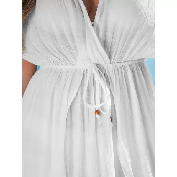 imageCUPSHE Womens Sleeveless Swimsuit Cover Ups Split Lace Up Beach Coverup Swimwear Maxi DressWhite