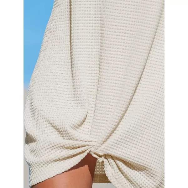 imageCUPSHE Womens Sleeveless Swimsuit Coverup Waffle Knit Swimwear Beach Cover Ups Twisted Mini DressBeige