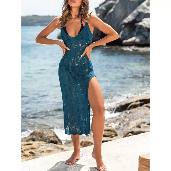 imageCUPSHE Womens Solid Hollow Out Sleeveless V Neck Cover UpAqua