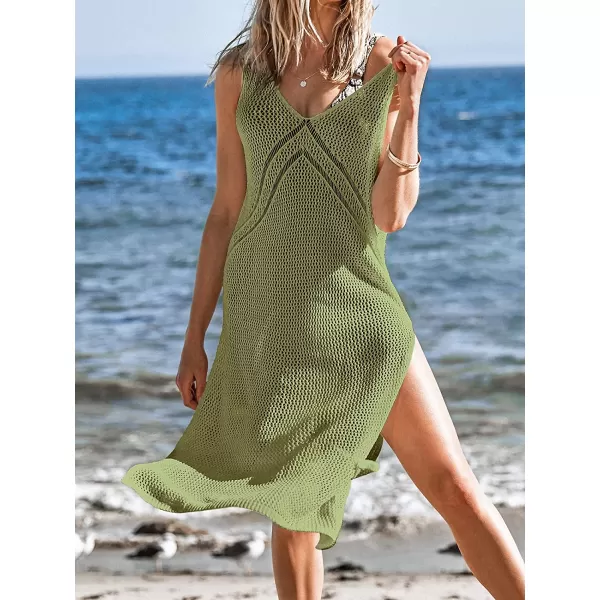 imageCUPSHE Womens Solid Hollow Out Sleeveless V Neck Cover UpGreen
