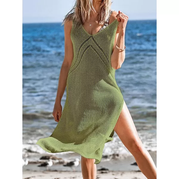 imageCUPSHE Womens Solid Hollow Out Sleeveless V Neck Cover UpGreen