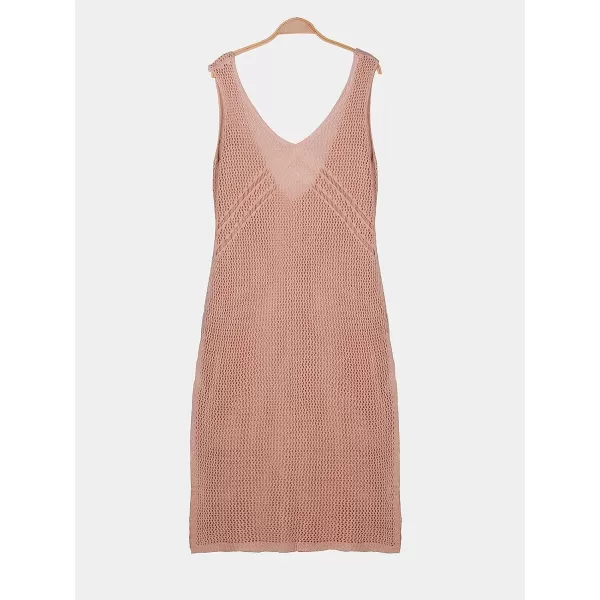 imageCUPSHE Womens Solid Hollow Out Sleeveless V Neck Cover UpPink