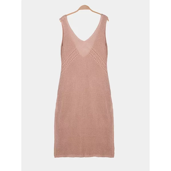 imageCUPSHE Womens Solid Hollow Out Sleeveless V Neck Cover UpPink