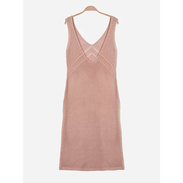 imageCUPSHE Womens Solid Hollow Out Sleeveless V Neck Cover UpPink
