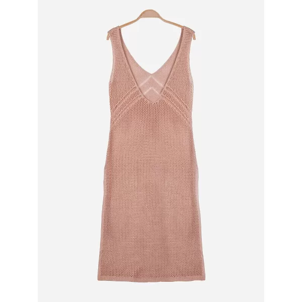imageCUPSHE Womens Solid Hollow Out Sleeveless V Neck Cover UpPink