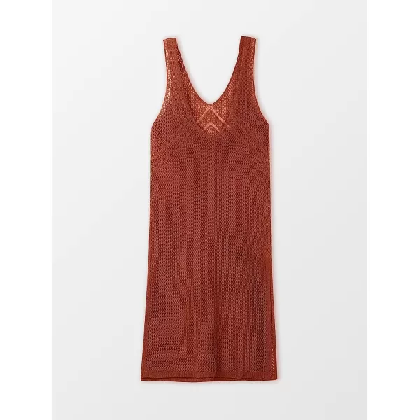 imageCUPSHE Womens Solid Hollow Out Sleeveless V Neck Cover UpWine Red