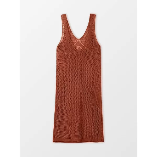 imageCUPSHE Womens Solid Hollow Out Sleeveless V Neck Cover UpWine Red