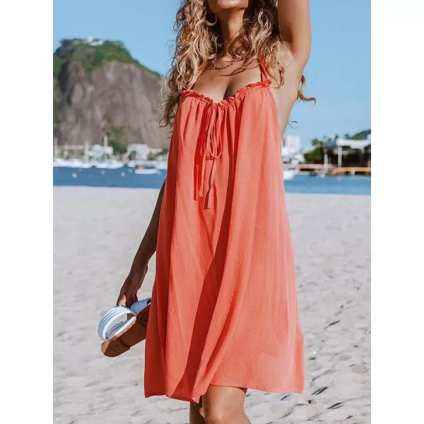 imageCUPSHE Womens Square Neck Sleeveless Slip DressOrange