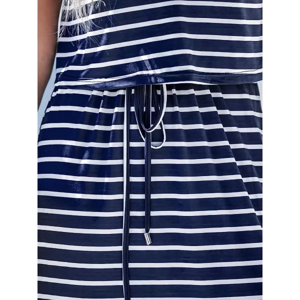 imageCUPSHE Womens Striped Drawstring Waist Maxi Dress Sleeveless Long Dresses Casual SummerBlack