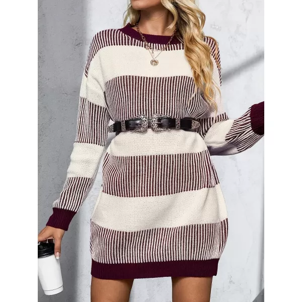 imageCUPSHE Womens Striped Dropped Shoulders Sweater Dress Winter Casual Long Sleeve Knitwear Chic SweatersStripe