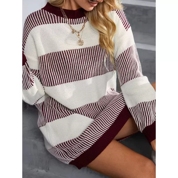 imageCUPSHE Womens Striped Dropped Shoulders Sweater Dress Winter Casual Long Sleeve Knitwear Chic SweatersStripe