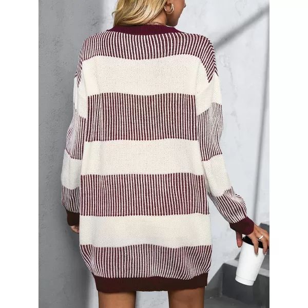 imageCUPSHE Womens Striped Dropped Shoulders Sweater Dress Winter Casual Long Sleeve Knitwear Chic SweatersStripe