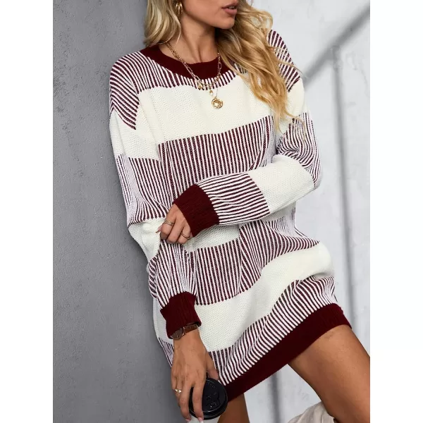 imageCUPSHE Womens Striped Dropped Shoulders Sweater Dress Winter Casual Long Sleeve Knitwear Chic SweatersStripe