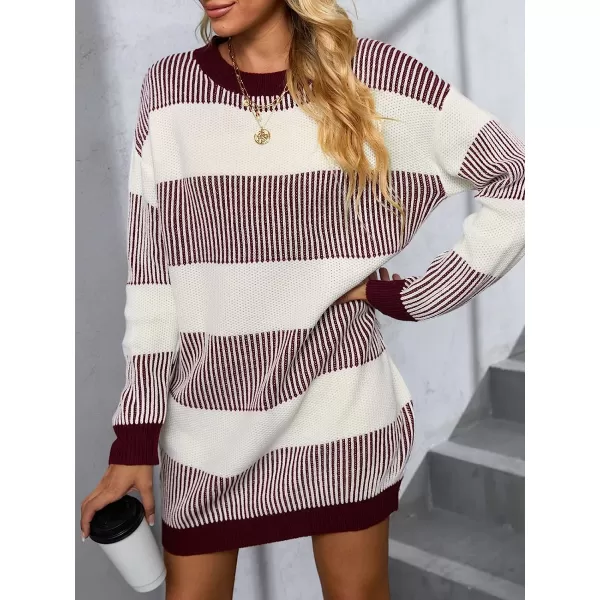 imageCUPSHE Womens Striped Dropped Shoulders Sweater Dress Winter Casual Long Sleeve Knitwear Chic SweatersStripe