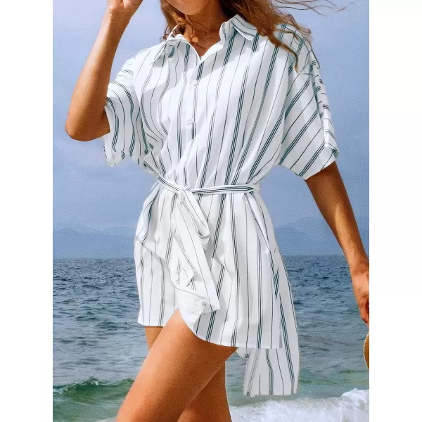 imageCUPSHE Womens Striped Shirt Kimono Cover UpWhite