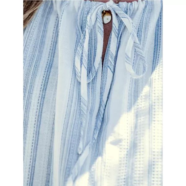 imageCUPSHE Womens Striped Tie Front Midi Dress Summer Striped Dress SleevelessWhite Striped