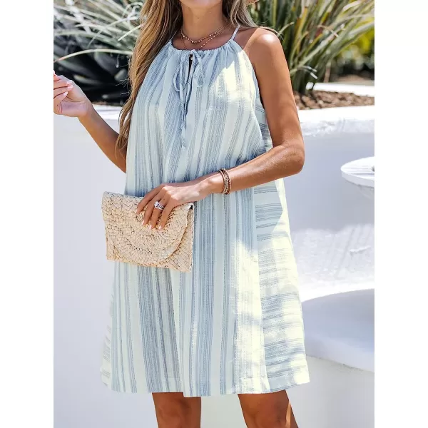 imageCUPSHE Womens Striped Tie Front Midi Dress Summer Striped Dress SleevelessWhite Striped