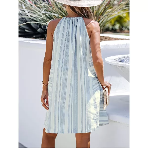 imageCUPSHE Womens Striped Tie Front Midi Dress Summer Striped Dress SleevelessWhite Striped