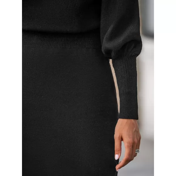 imageCUPSHE Womens Sweater Dress Round Neck High Waist Long Sleeve Bodycon Casual Knit Pullover DressesBlack