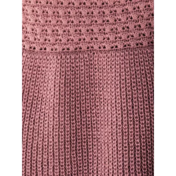 imageCUPSHE Womens Sweater Dress V Neck Honeycomb Long Sleeve Textured Casual Knit Pullover DressesDusty Rose