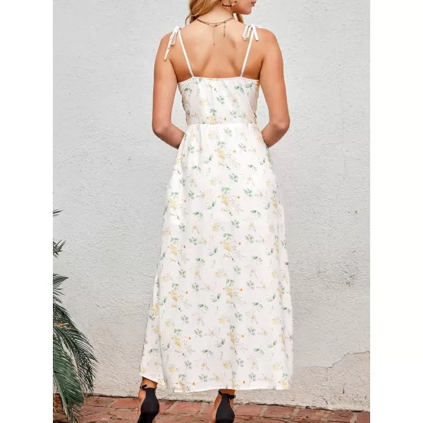 imageCUPSHE Womens Sweetheart Neck Maxi Length Dresses Bodycon Slit Summer Dress with Floral PrintWhite