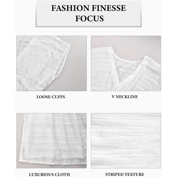 imageCUPSHE Womens Swim Cover Up Dress V Neck Textured Striped Short Sleeve Cover Ups Casual Beach SummerWhite