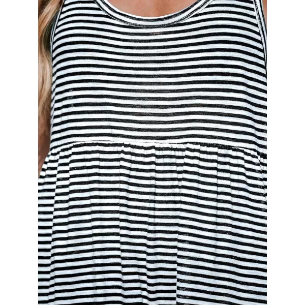 imageCUPSHE Womens Swimsuit Bathing Suit Coverup Sleeveless Stripes Racerback Beach Mini DressBlackwhite