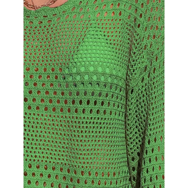 imageCUPSHE Womens Swimsuit Cover Up Crochet Bathing Suit Mesh Swimwear Knit Pullover Beach DressGreen