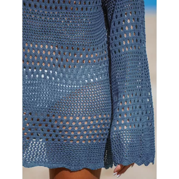 imageCUPSHE Womens Swimsuit Cover Up Crochet Bathing Suit Mesh Swimwear Knit Pullover Beach DressTeal