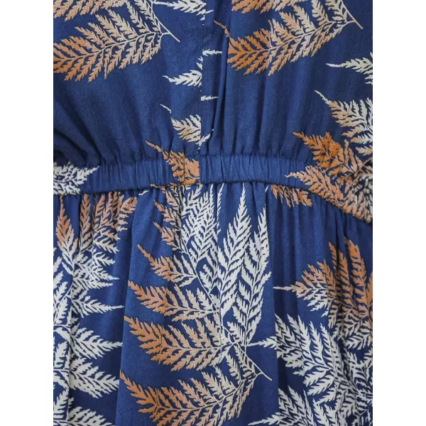 imageCUPSHE Womens Swimsuit Cover Up Dress Short Sleeve Casual Tropical Print 2024 Beach DressesBlue