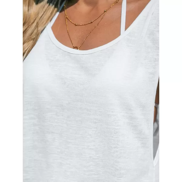 imageCUPSHE Womens Swimsuit Cover Up Tank Sleeveless Summer Mini Dresses Beach BasicWhite