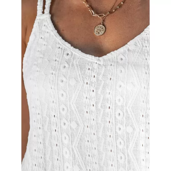 imageCUPSHE Womens Swimsuit Cover Ups Hollow Out Sleeveless Coverup Criss Cross Back Beachwear Spaghetti Strap Summer Dress 2024White Textured Floral