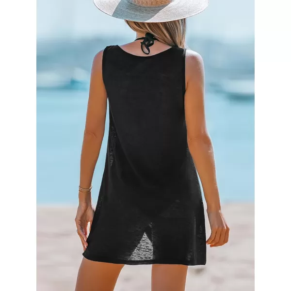 imageCUPSHE Womens Swimsuit Coverup Sleeveless Beach Cover Ups Twisted Basic Mini DressBlack