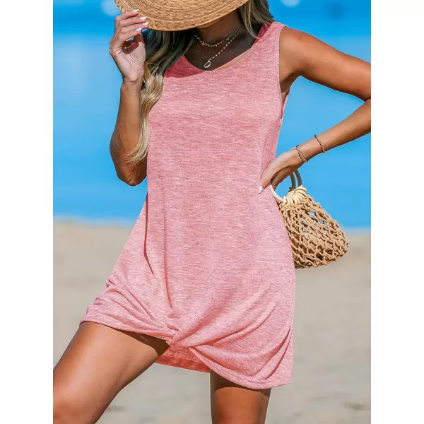 imageCUPSHE Womens Swimsuit Coverup Sleeveless Beach Cover Ups Twisted Basic Mini DressPink